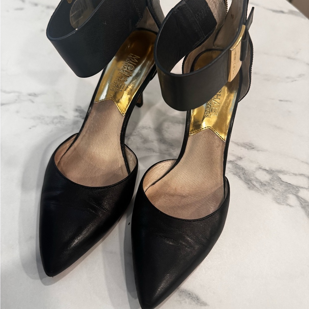 Michael Kors leather zip up pointy toe heels